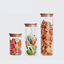 Home usage Clear Glass spice jar Borosilicate glass storage jar with bamboo lid BJ-410A